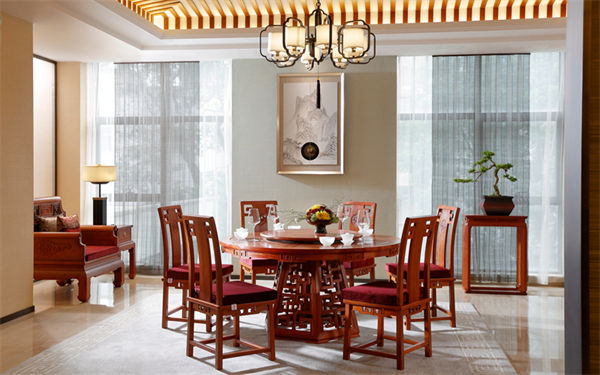 非遗红木家具国寿红木：中式餐厅，离不开的东方韵味